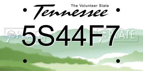 5S44F7 Tennessee License Plate