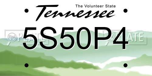 5S50P4 Tennessee License Plate