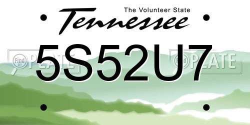 5S52U7 Tennessee License Plate