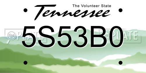 5S53B0 Tennessee License Plate