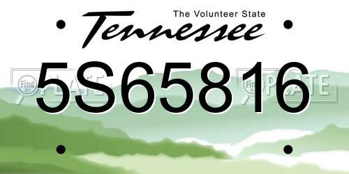 5S65816 Tennessee License Plate