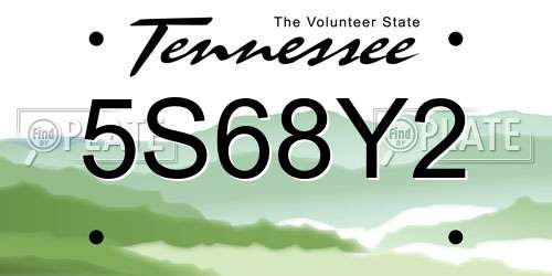 5S68Y2 Tennessee License Plate