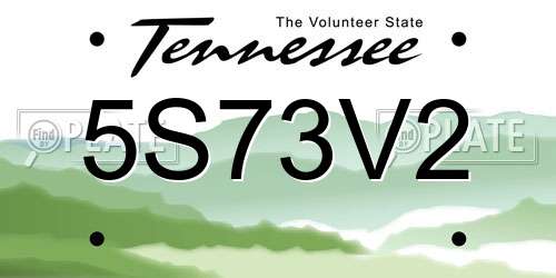 5S73V2 Tennessee License Plate