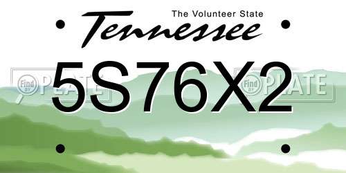 5S76X2 Tennessee License Plate