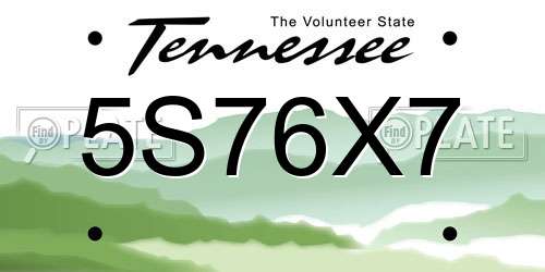 5S76X7 Tennessee License Plate