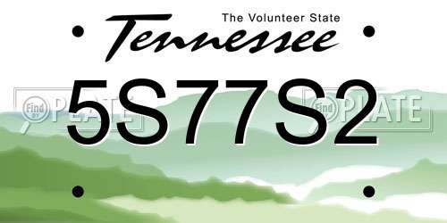 5S77S2 Tennessee License Plate