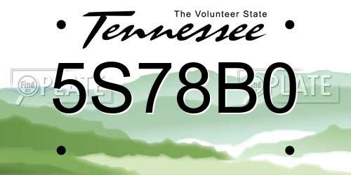 5S78B0 Tennessee License Plate