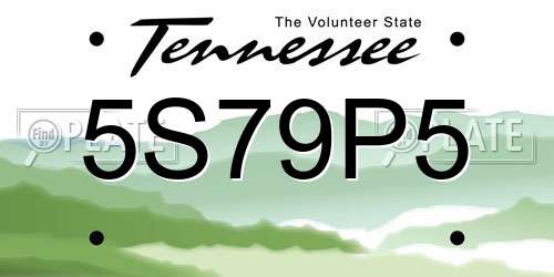 5S79P5 Tennessee License Plate