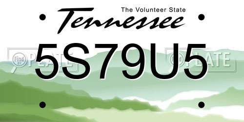 5S79U5 Tennessee License Plate