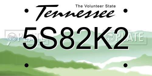 5S82K2 Tennessee License Plate