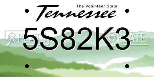 5S82K3 Tennessee License Plate