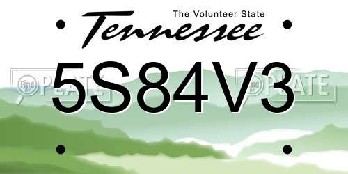 5S84V3 Tennessee License Plate