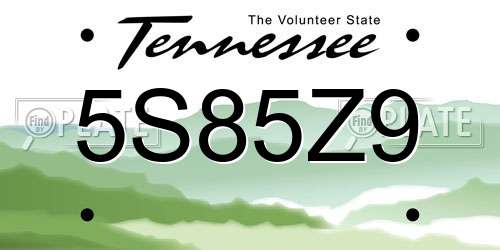 5S85Z9 Tennessee License Plate