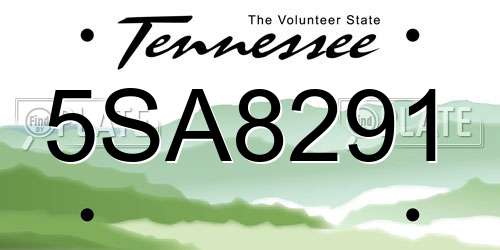 5SA8291 Tennessee License Plate