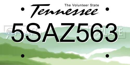 5SAZ563 Tennessee License Plate