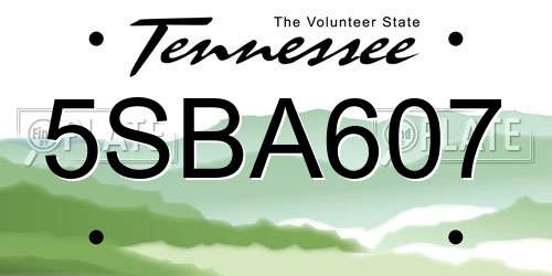 5SBA607 Tennessee License Plate