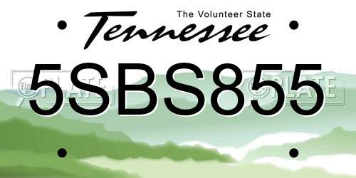 5SBS855 Tennessee License Plate