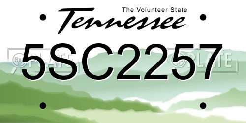 5SC2257 Tennessee License Plate