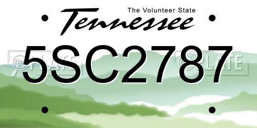 5SC2787 Tennessee License Plate