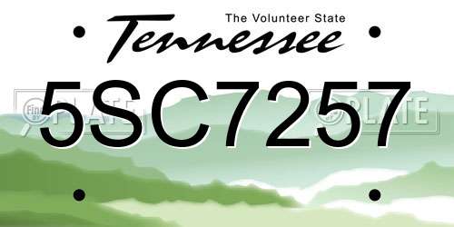 5SC7257 Tennessee License Plate