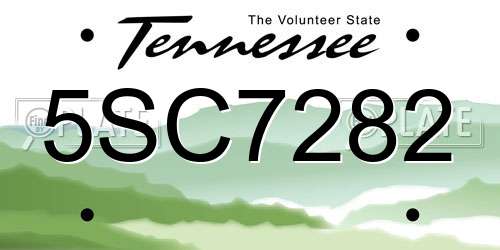 5SC7282 Tennessee License Plate