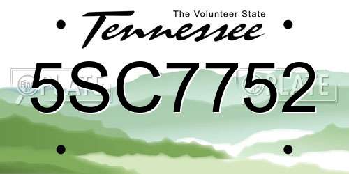 5SC7752 Tennessee License Plate
