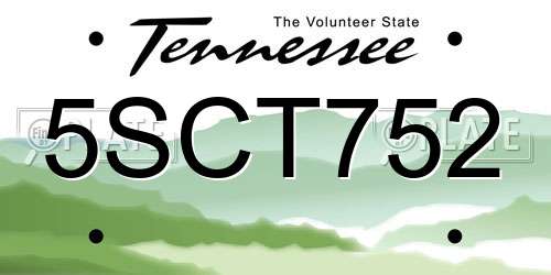 5SCT752 Tennessee License Plate