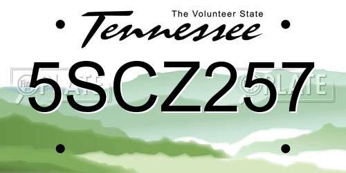 5SCZ257 Tennessee License Plate