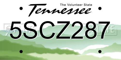 5SCZ287 Tennessee License Plate
