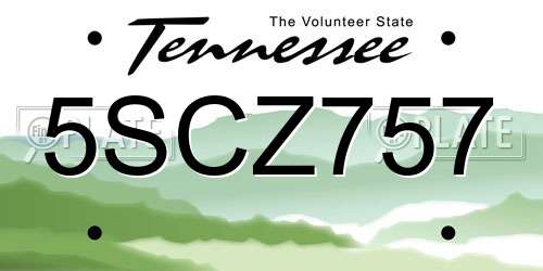 5SCZ757 Tennessee License Plate