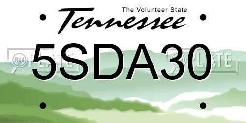 5SDA30 Tennessee License Plate