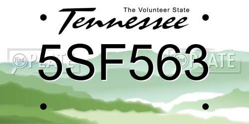5SF563 Tennessee License Plate