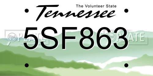 5SF863 Tennessee License Plate