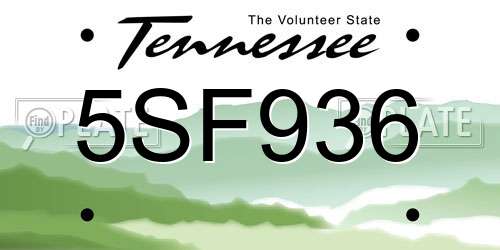 5SF936 Tennessee License Plate
