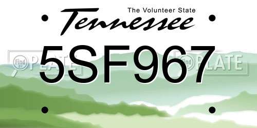 5SF967 Tennessee License Plate