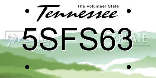 5SFS63 Tennessee License Plate
