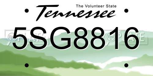 5SG8816 Tennessee License Plate