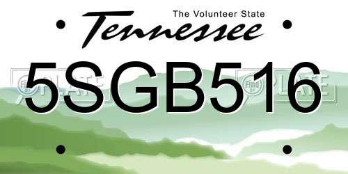 5SGB516 Tennessee License Plate