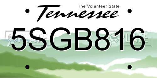 5SGB816 Tennessee License Plate