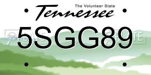 5SGG89 Tennessee License Plate