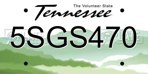5SGS470 Tennessee License Plate