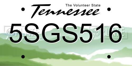 5SGS516 Tennessee License Plate