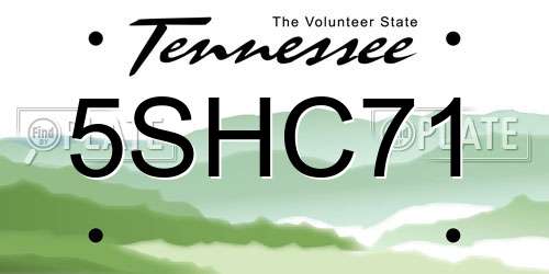 5SHC71 Tennessee License Plate