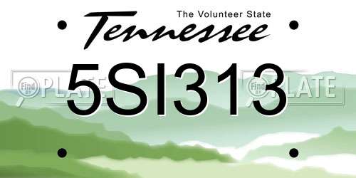 5SI313 Tennessee License Plate