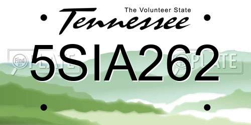 5SIA262 Tennessee License Plate