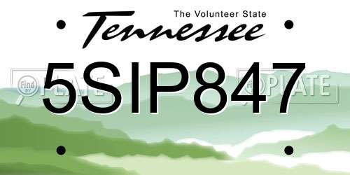 5SIP847 Tennessee License Plate