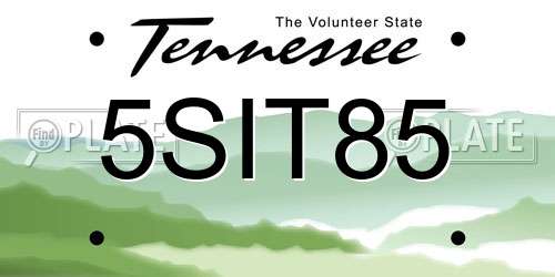 5SIT85 Tennessee License Plate