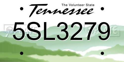 5SL3279 Tennessee License Plate