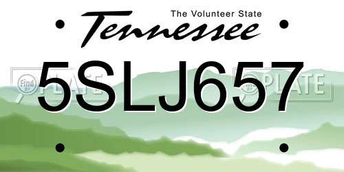 5SLJ657 Tennessee License Plate