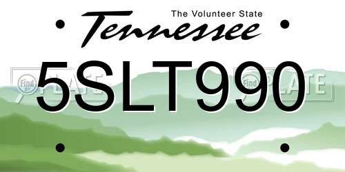 5SLT990 Tennessee License Plate
